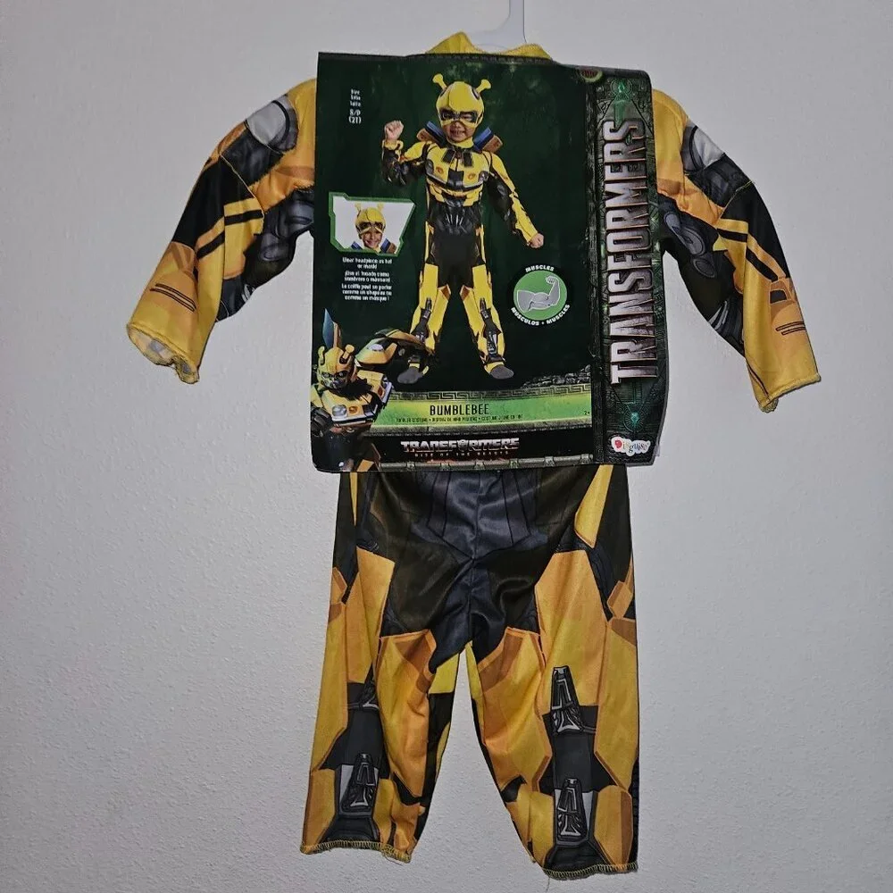 NWT Bumblebee Transformers Halloween Costume Yellow Toddler 2T Mask Jumpsuit